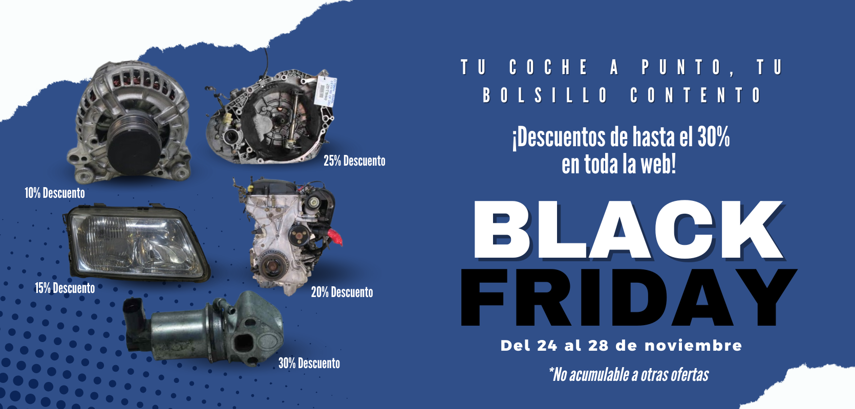 Banner de Black Friday con descuentos en Autodesguaces de Blas