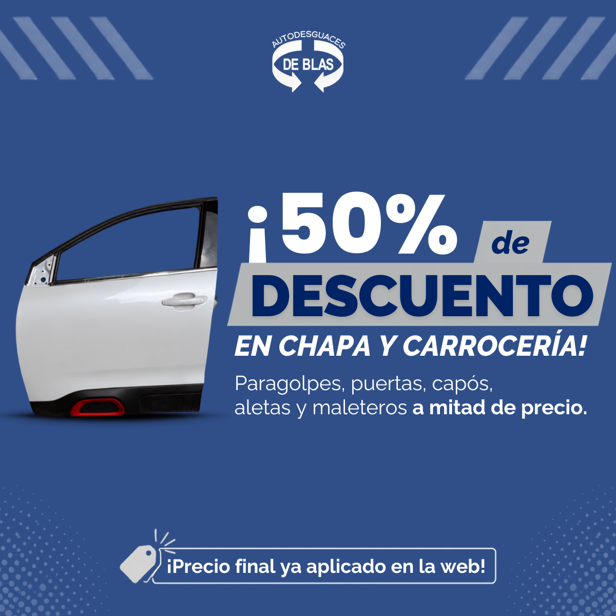 Promo de 50% de descuento en chapa y carroceria